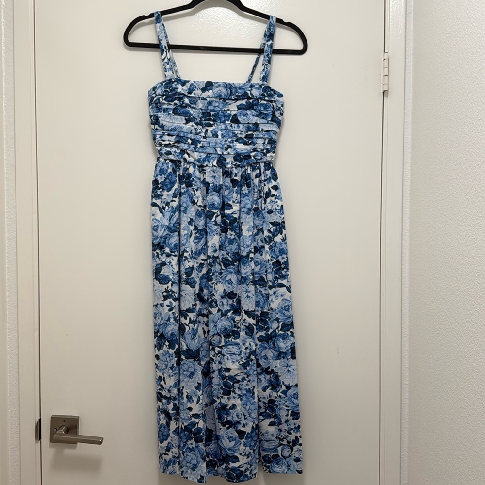 Abercrombie & Fitch Emerson Poplin Wide Strap Midi Dress